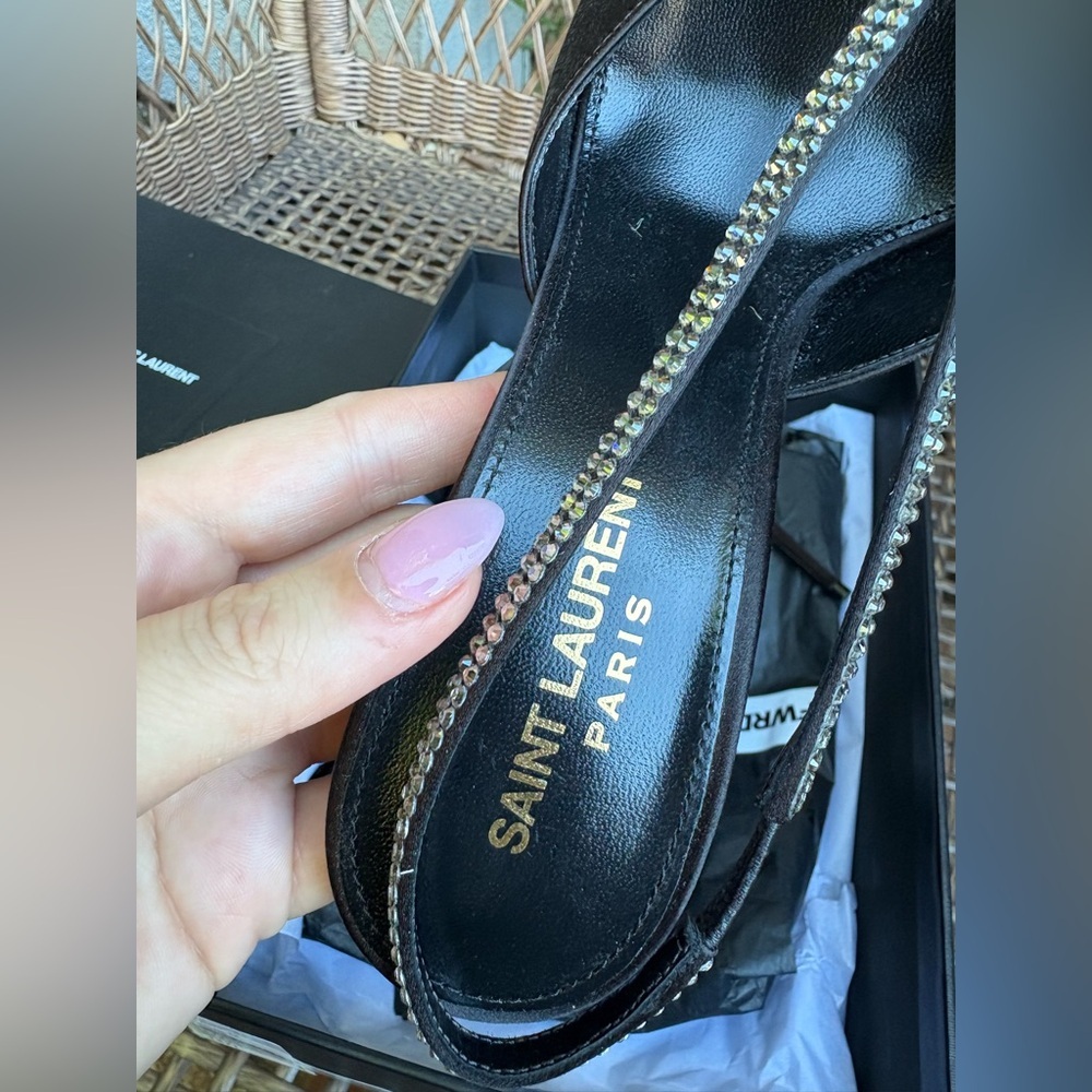 SAINT LAURENT Chacha Pump in Nero & Crystal Velvet New in Box! - Picture 12 of 16